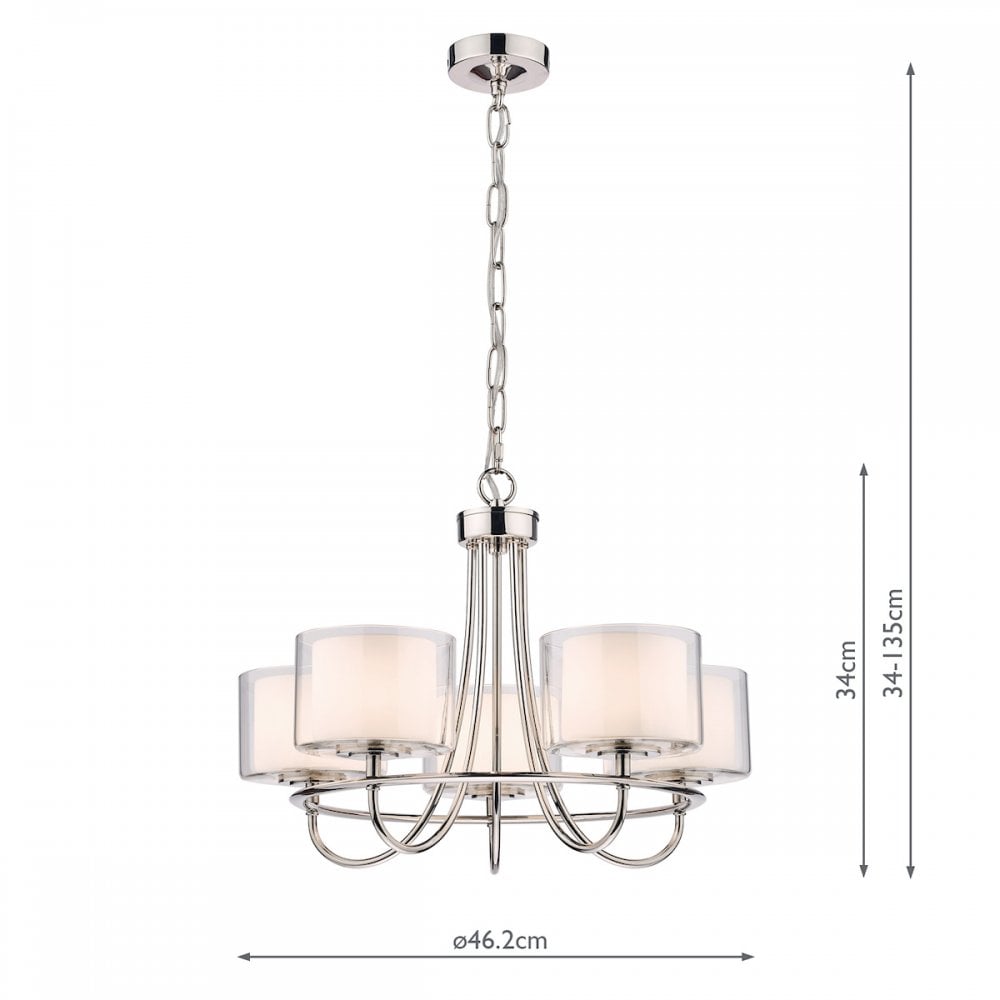 Southwell 5 Light Ceiling Chandelier In Polished Nickel With Glass Shades LA3703637-Q