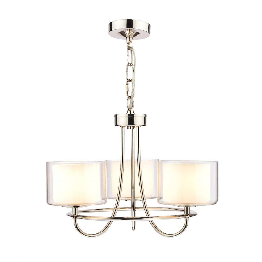 Southwell 3 Light Ceiling Chandelier In Polished Nickel With Glass Shades LA3724943-Q