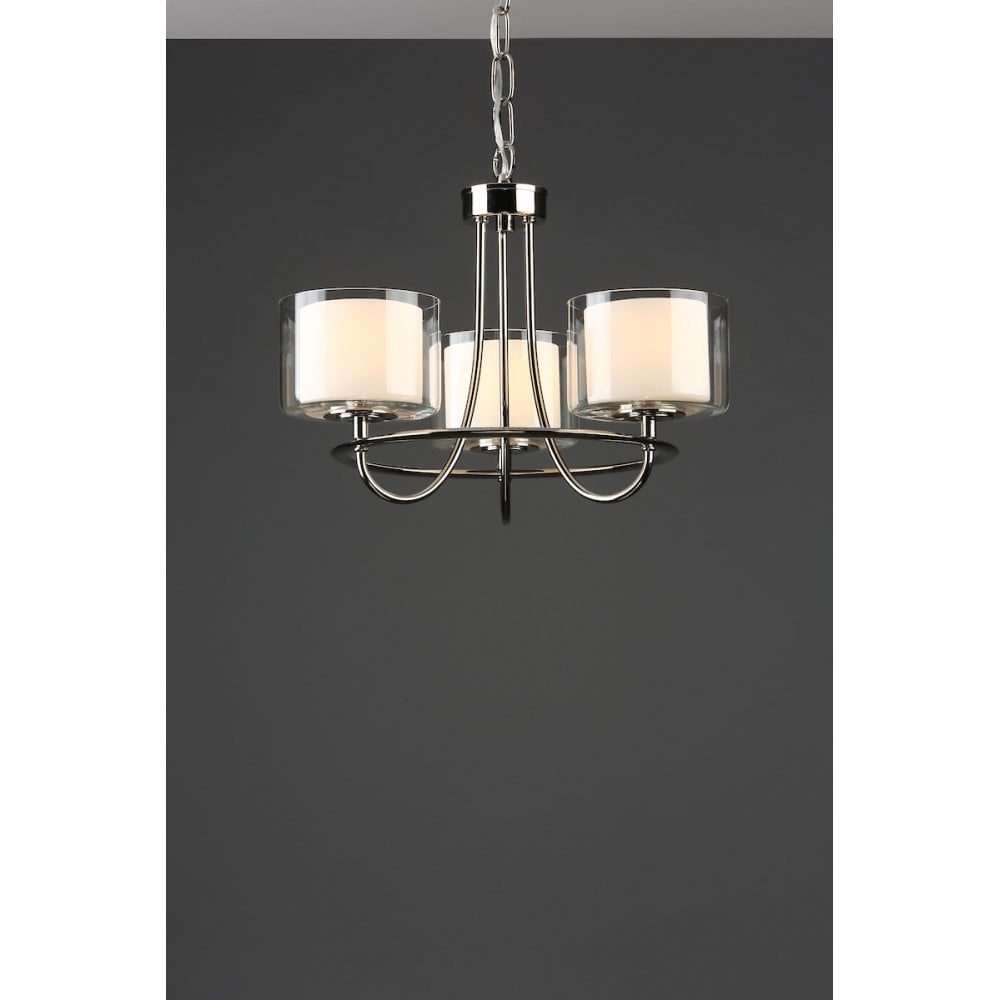 Southwell 3 Light Ceiling Chandelier In Polished Nickel With Glass Shades LA3724943-Q