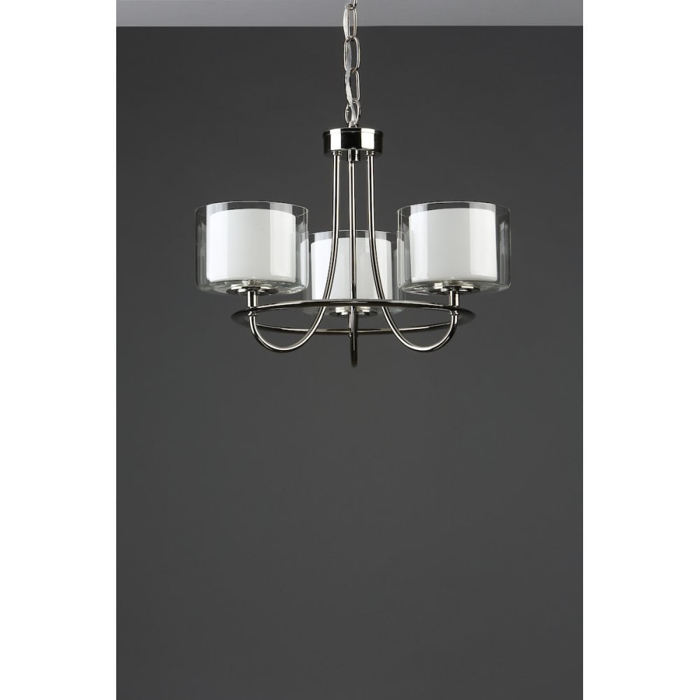 Southwell 3 Light Ceiling Chandelier In Polished Nickel With Glass Shades LA3724943-Q