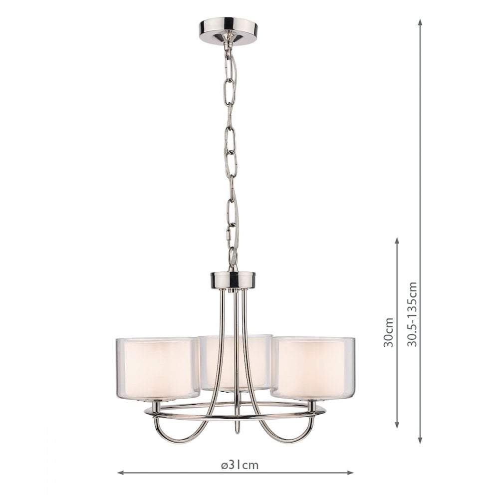Southwell 3 Light Ceiling Chandelier In Polished Nickel With Glass Shades LA3724943-Q