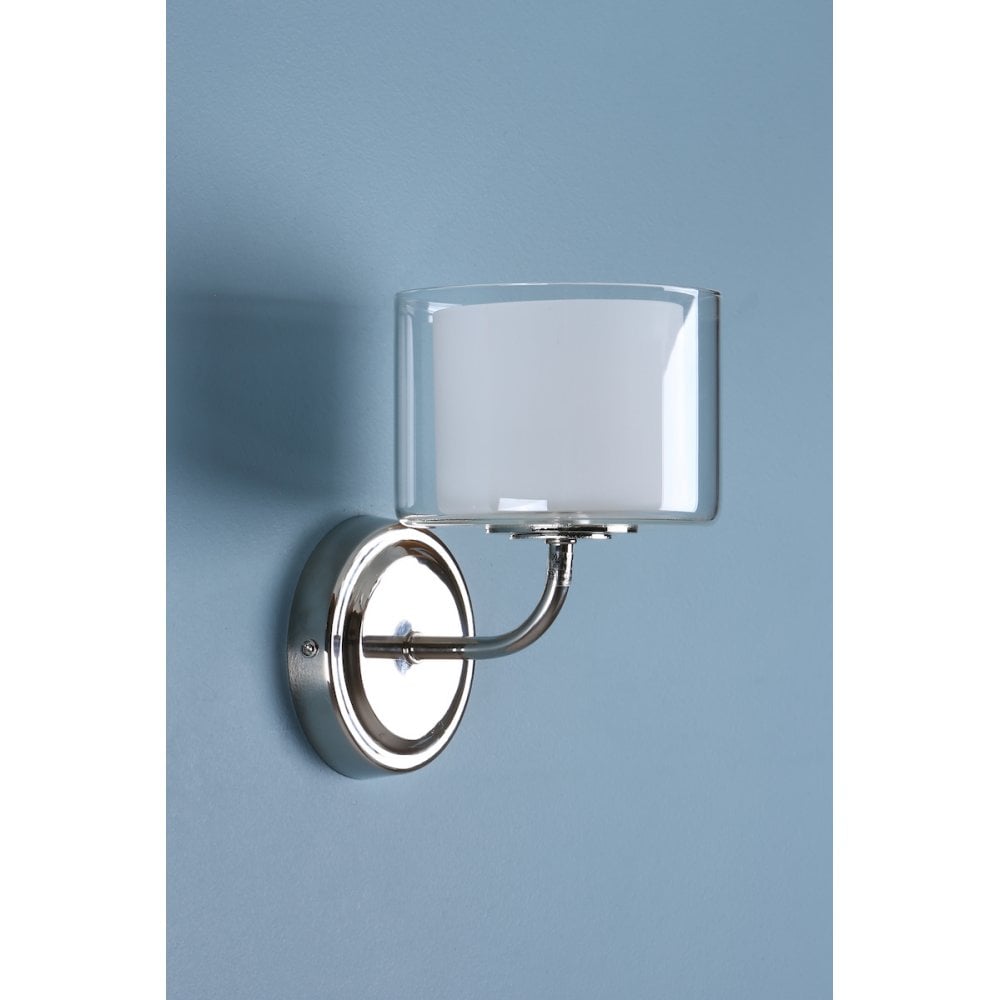 Southwell 1 Light Wall Light In Polished Nickel With Glass Shade LA3724955-Q