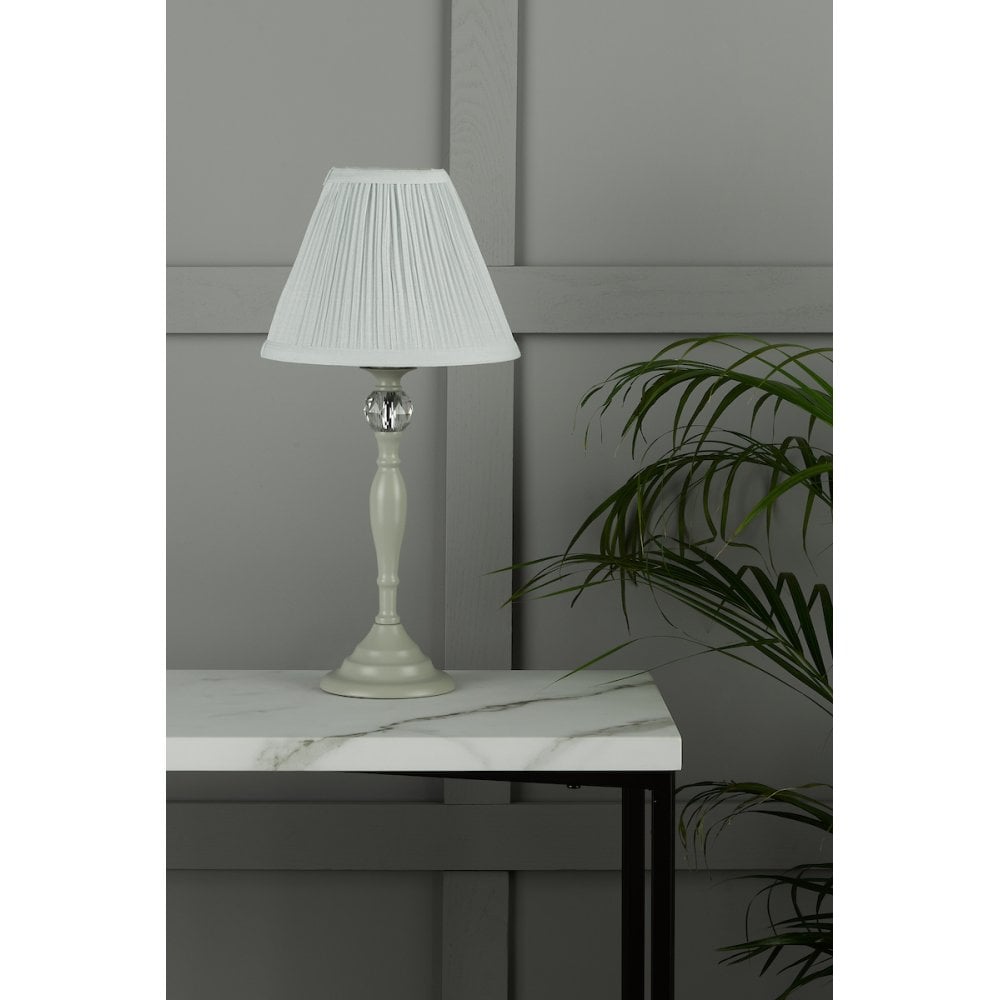 Ellis Spindle Table Lamp In Satin Grey With Shade LA3702783-Q