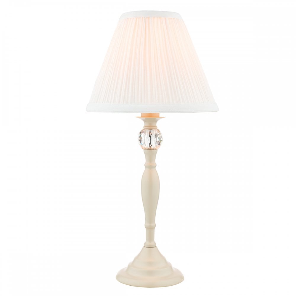 Ellis Spindle Table Lamp In Satin Cream With Shade LA3567334-Q