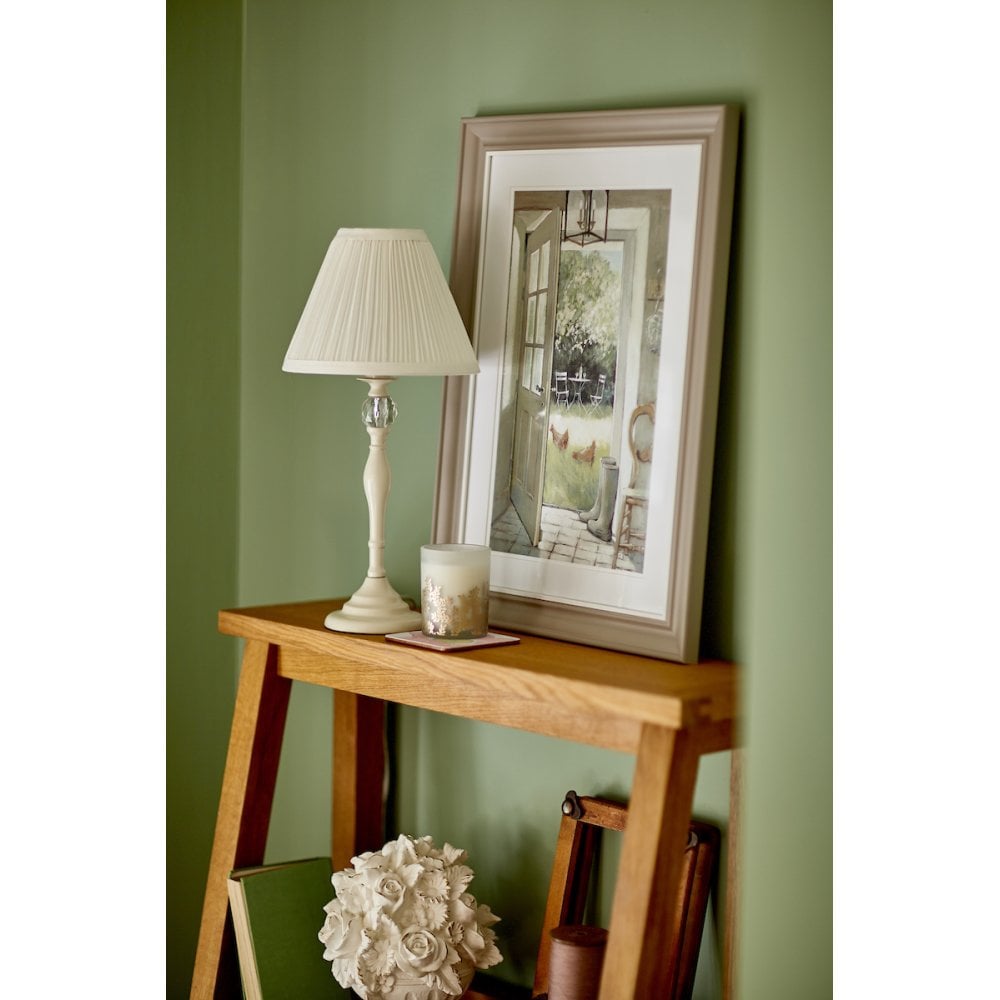 Ellis Spindle Table Lamp In Satin Cream With Shade LA3567334-Q
