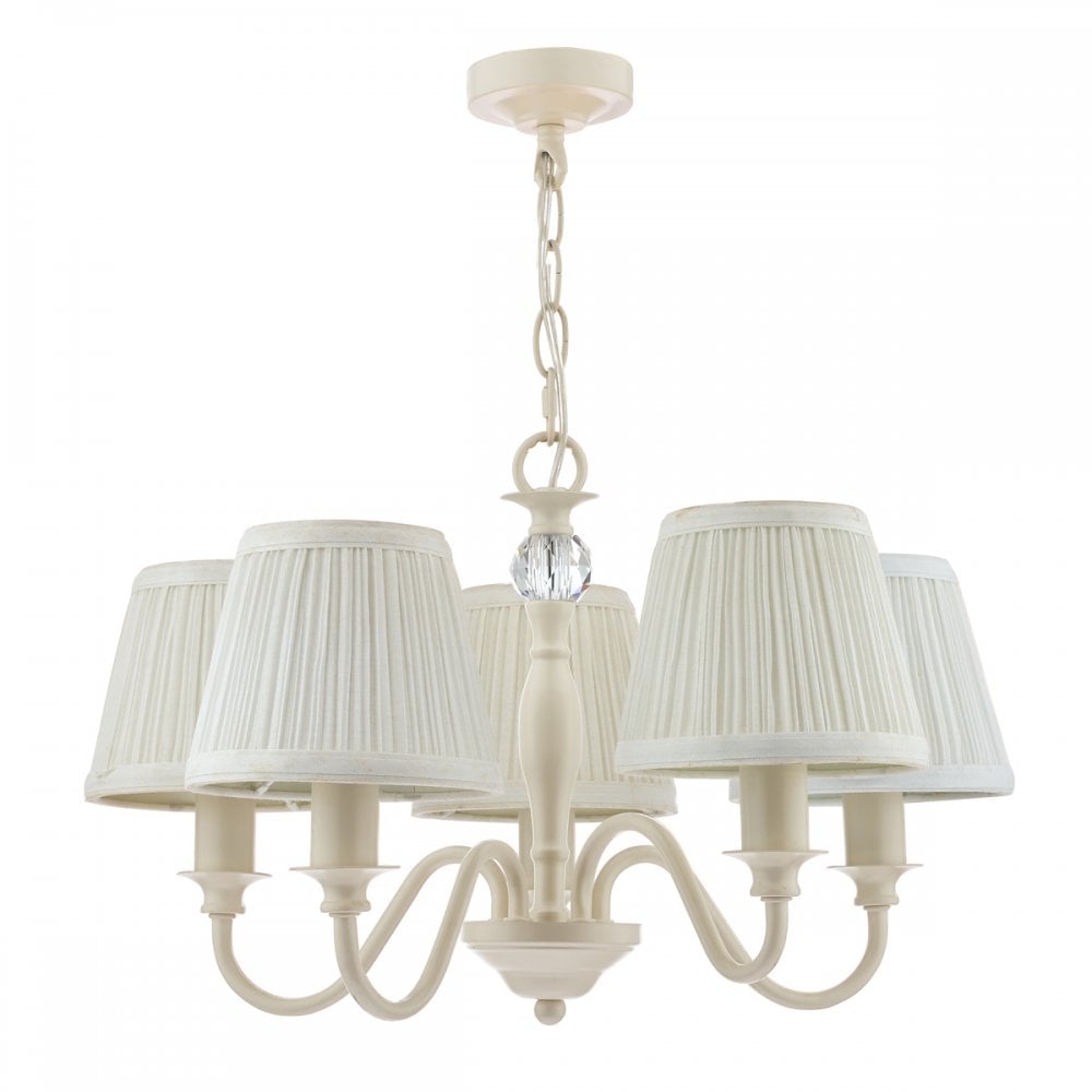 Ellis 5 Light Ceiling Pendant Light In Satin Cream With Shades LA3726687-Q