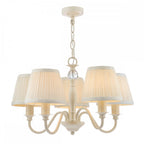 Ellis 5 Light Ceiling Pendant Light In Satin Cream With Shades LA3726687-Q