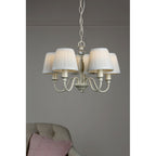 Ellis 5 Light Ceiling Pendant Light In Satin Cream With Shades LA3726687-Q