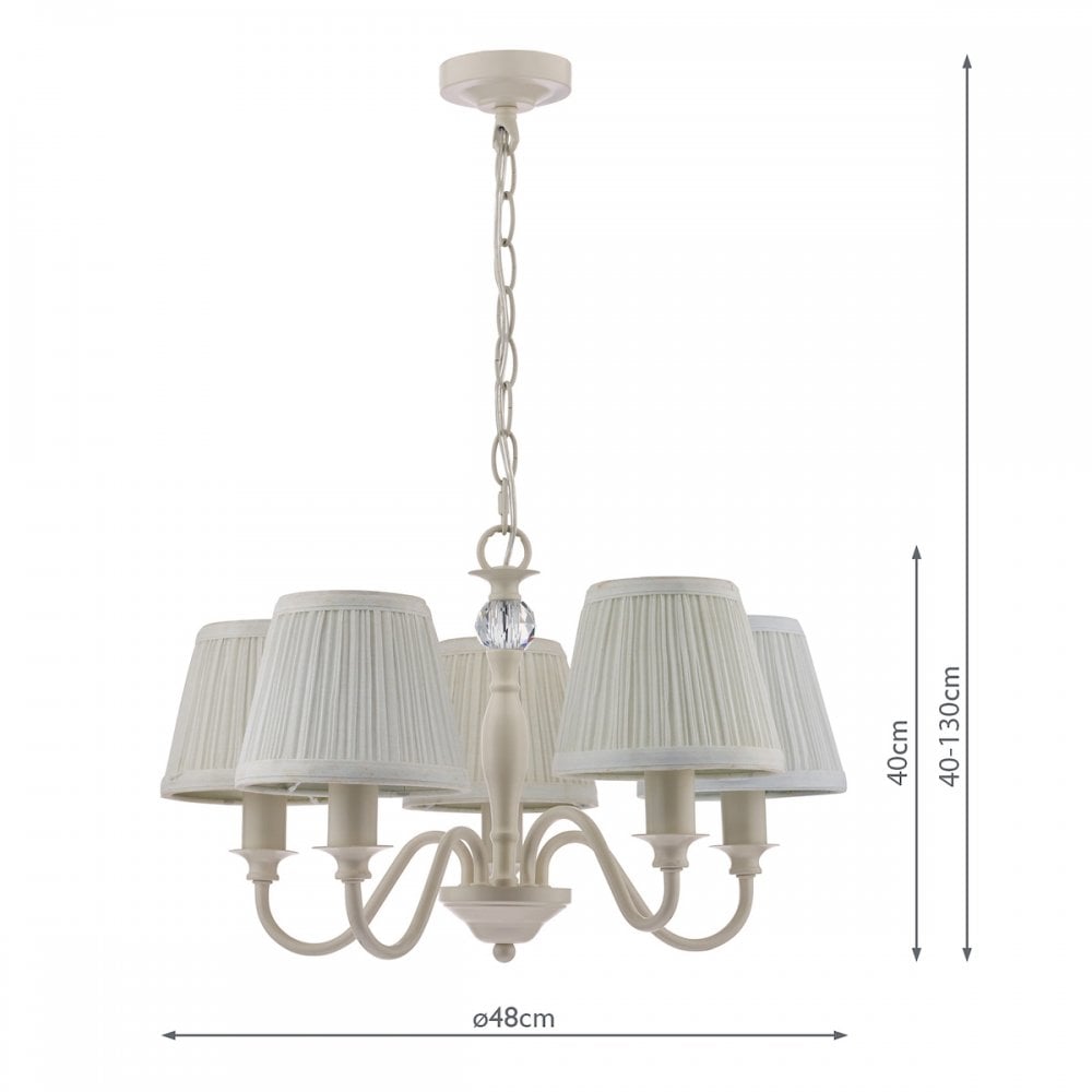 Ellis 5 Light Ceiling Pendant Light In Satin Cream With Shades LA3726687-Q