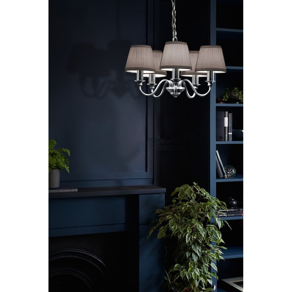 Ellis 5 Light Ceiling Pendant Light In Polished Chrome With Shades LA3743659-Q