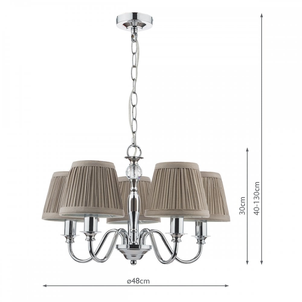 Ellis 5 Light Ceiling Pendant Light In Polished Chrome With Shades LA3743659-Q
