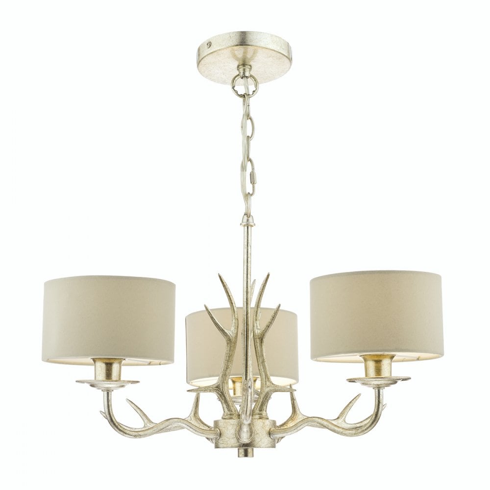 Mulroy 3 Light Ceiling Chandelier In Cream Gold With Natural Shades LA3713736-Q
