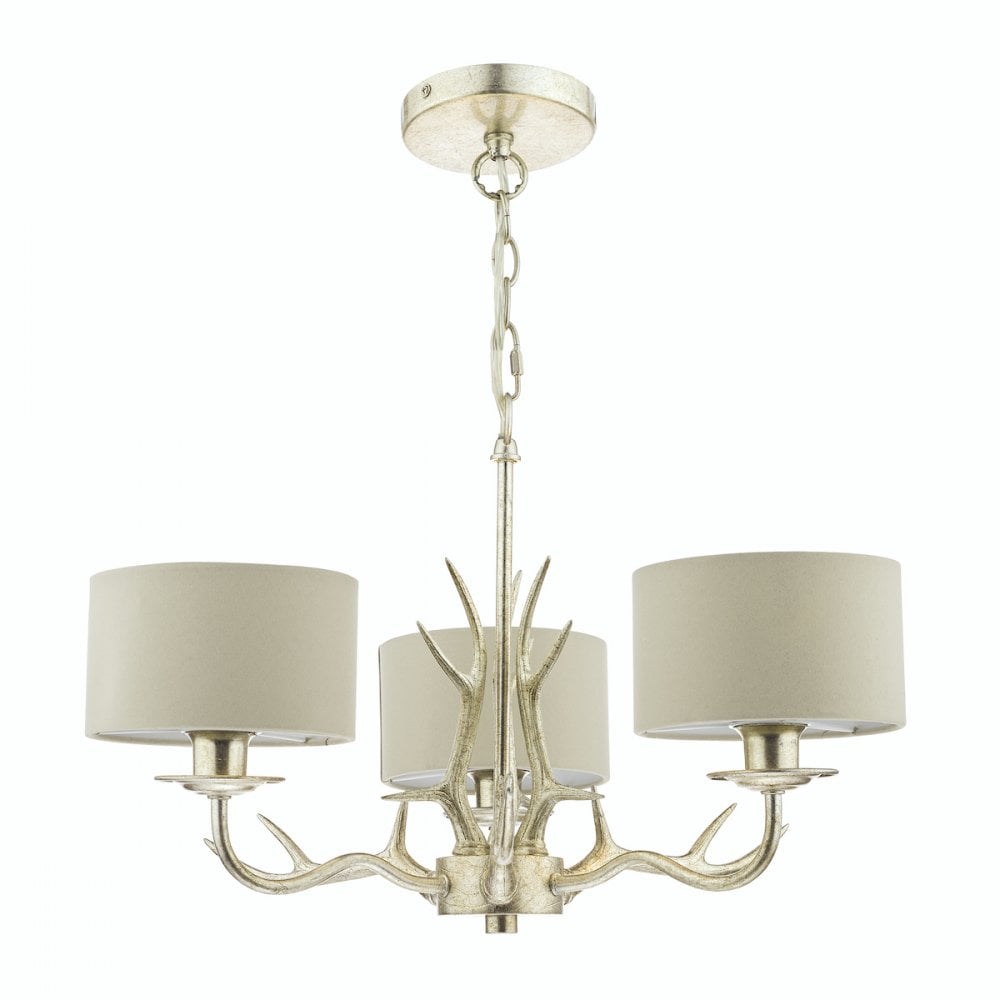 Mulroy 3 Light Ceiling Chandelier In Cream Gold With Natural Shades LA3713736-Q