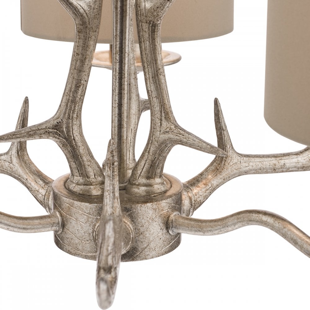 Mulroy 3 Light Ceiling Chandelier In Cream Gold With Natural Shades LA3713736-Q