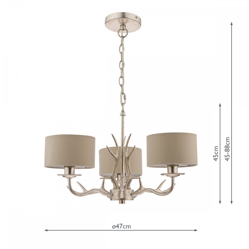 Mulroy 3 Light Ceiling Chandelier In Cream Gold With Natural Shades LA3713736-Q