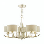 Mulroy 5 Light Ceiling Antler Chandelier In Cream Gold With Natural Shades LA3677580-Q