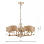 Mulroy 5 Light Ceiling Antler Chandelier In Cream Gold With Natural Shades LA3677580-Q