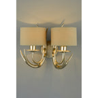 Mulroy 2 Light Antler Wall Light In Cream Gold With Natural Shades LA3727743-Q