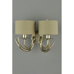 Mulroy 2 Light Antler Wall Light In Cream Gold With Natural Shades LA3727743-Q