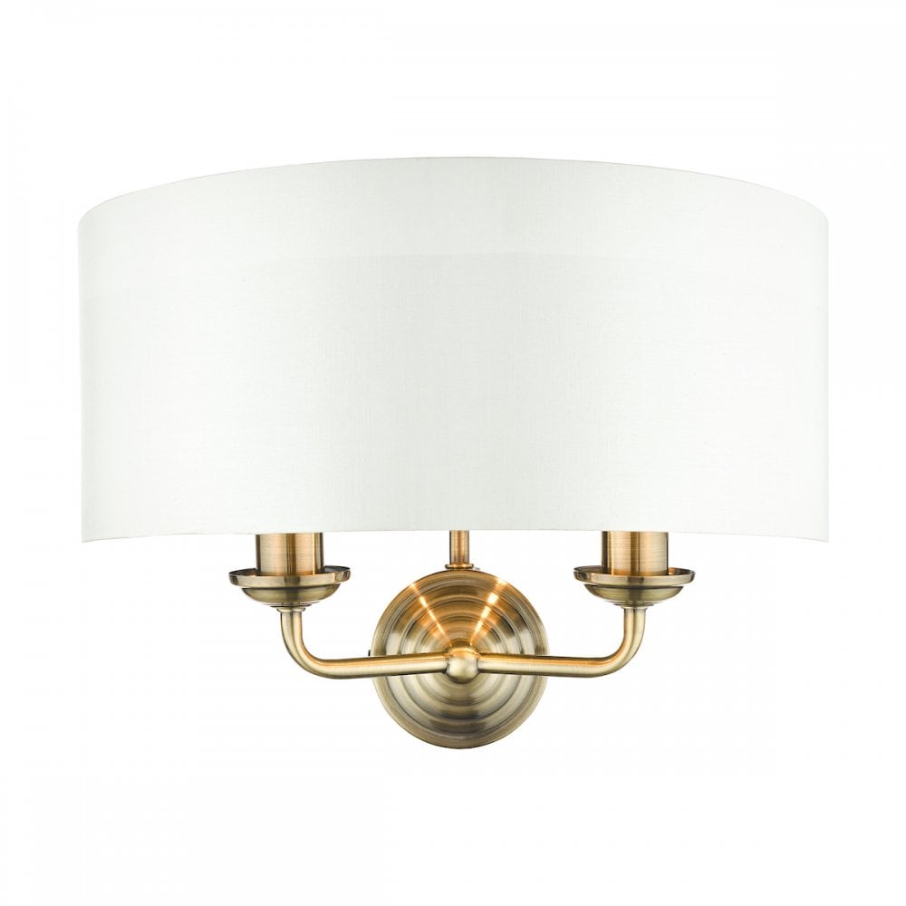 Sorrento Antique Brass 2 Light Wall Light with Ivory Shade LA3727850-Q