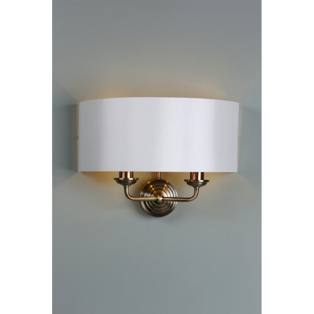 Sorrento Antique Brass 2 Light Wall Light with Ivory Shade LA3727850-Q