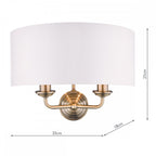 Sorrento Antique Brass 2 Light Wall Light with Ivory Shade LA3727850-Q