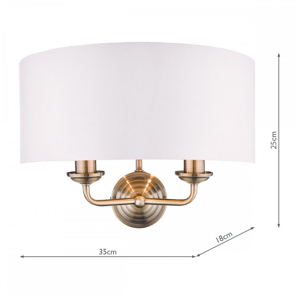 Sorrento Antique Brass 2 Light Wall Light with Ivory Shade LA3727850-Q