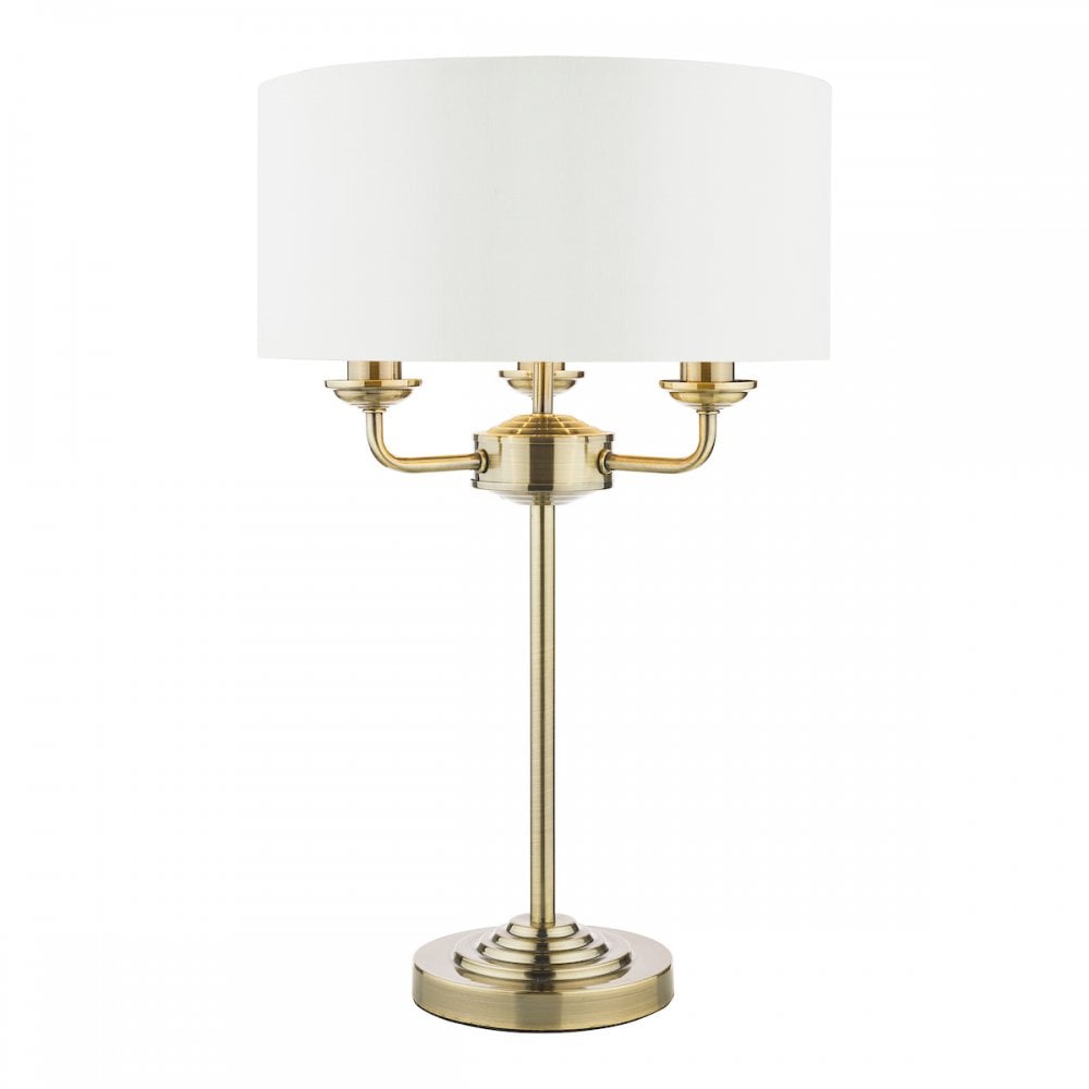 Sorrento 3 Light Table Lamp In Antique Brass With Ivory Shade LA3655967-Q