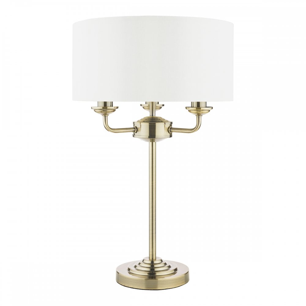 Sorrento 3 Light Table Lamp In Antique Brass With Ivory Shade LA3655967-Q