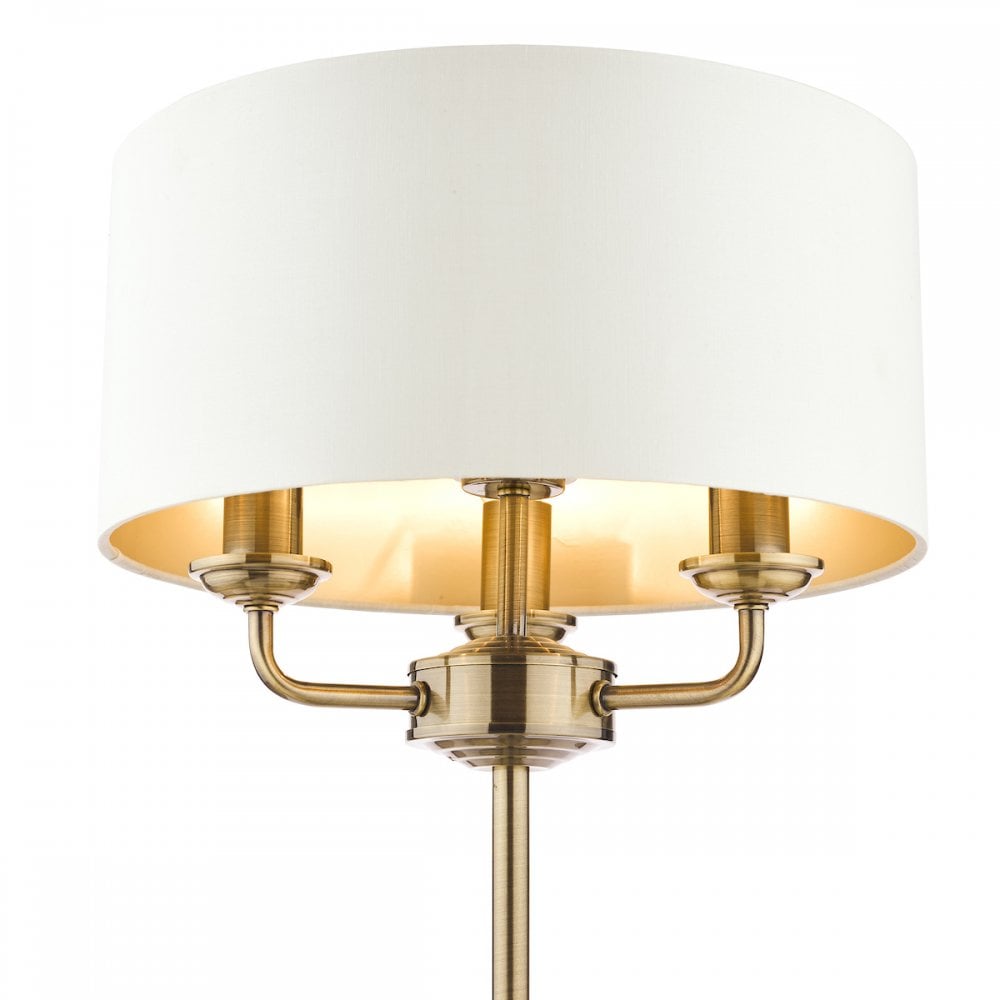 Sorrento 3 Light Table Lamp In Antique Brass With Ivory Shade LA3655967-Q