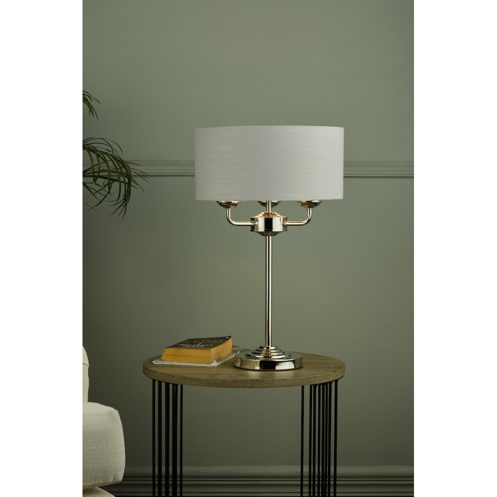 Sorrento 3 Light Table Lamp In Antique Brass With Ivory Shade LA3655967-Q