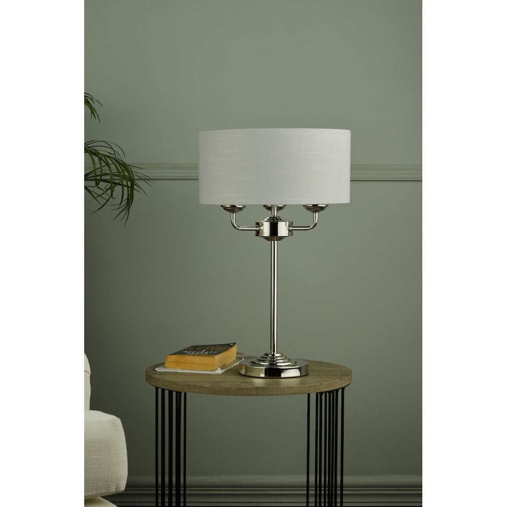 Sorrento 3 Light Table Lamp In Antique Brass With Ivory Shade LA3655967-Q
