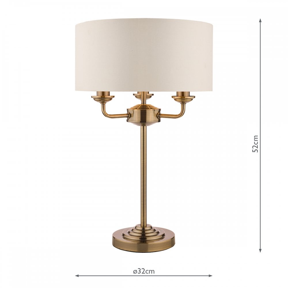 Sorrento 3 Light Table Lamp In Antique Brass With Ivory Shade LA3655967-Q