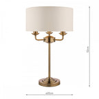 Sorrento 3 Light Table Lamp In Antique Brass With Ivory Shade LA3655967-Q