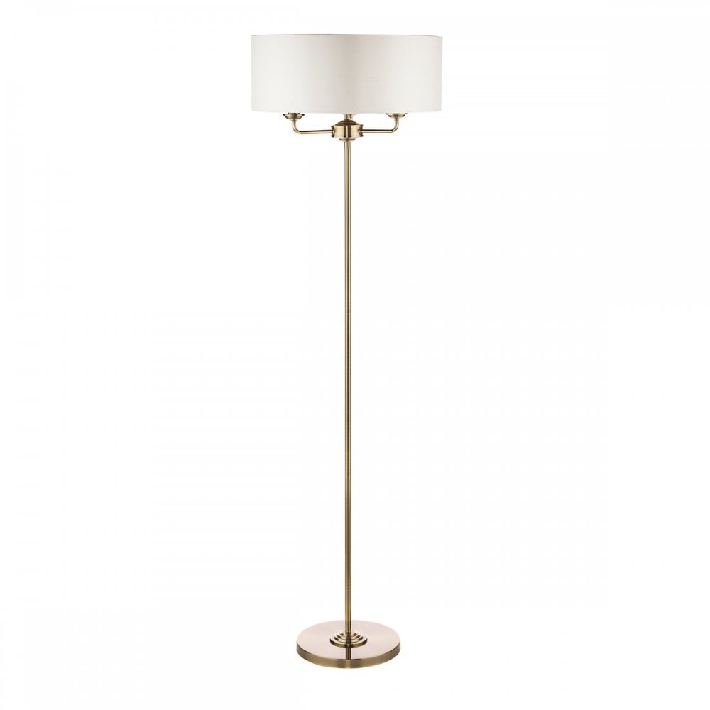 Sorrento 3 Light Floor Lamp In Antique Brass With Ivory Shade LA3622148-Q