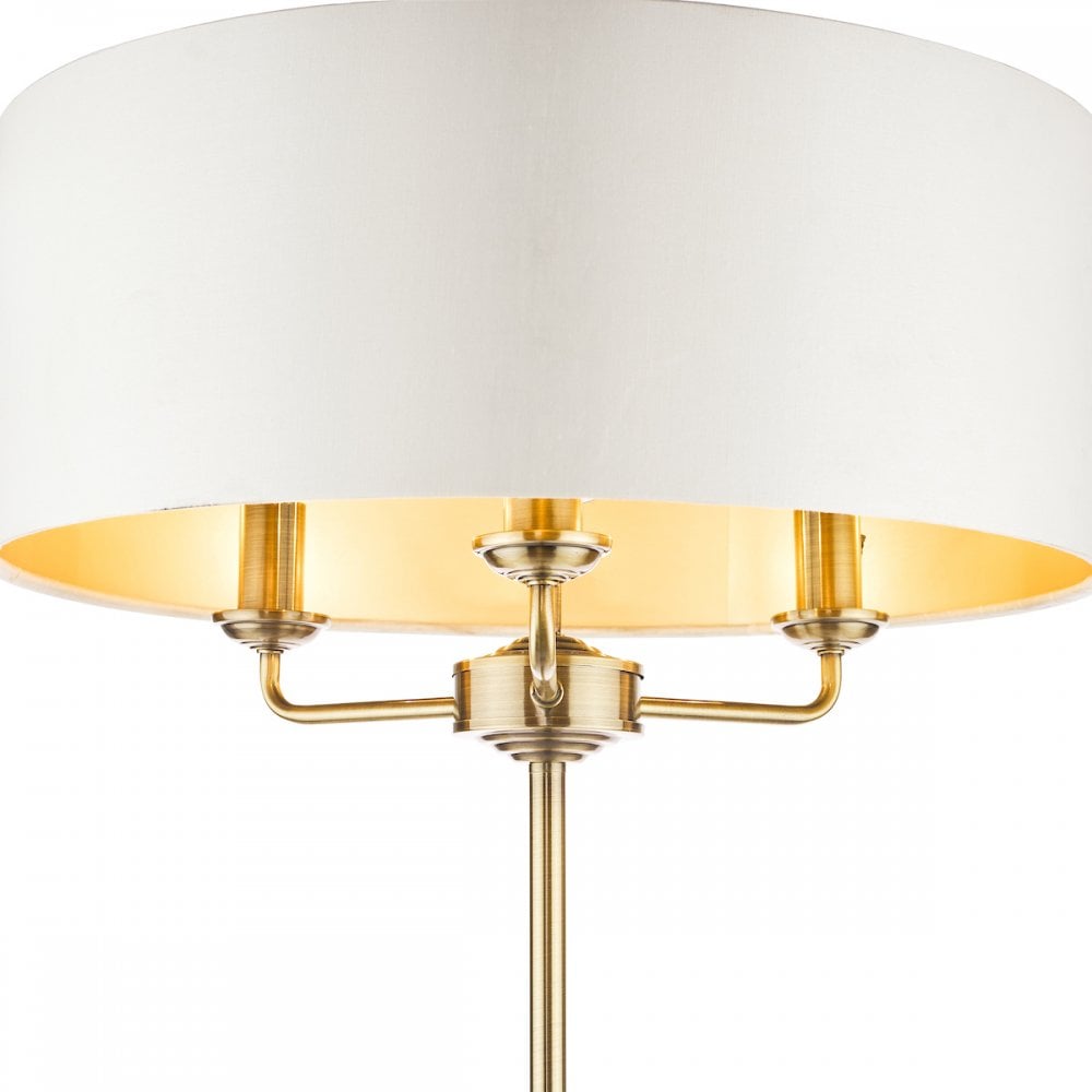 Sorrento 3 Light Floor Lamp In Antique Brass With Ivory Shade LA3622148-Q