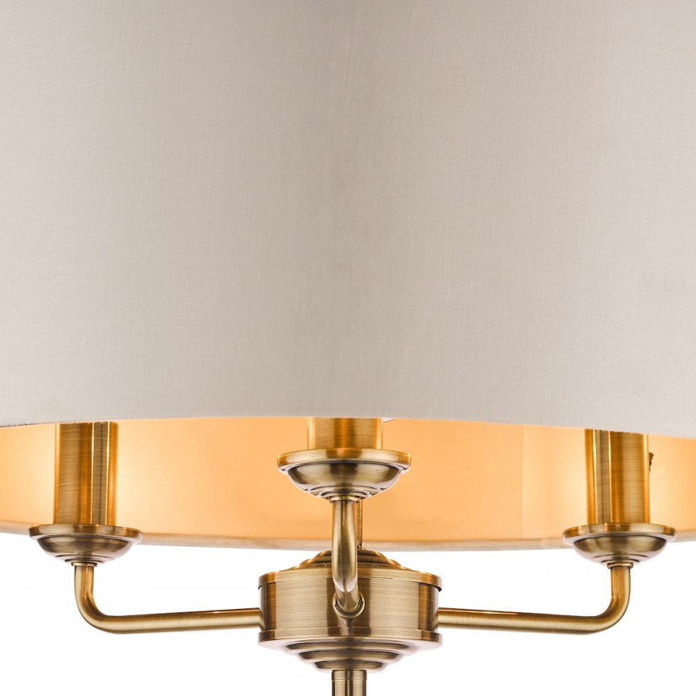 Sorrento 3 Light Floor Lamp In Antique Brass With Ivory Shade LA3622148-Q