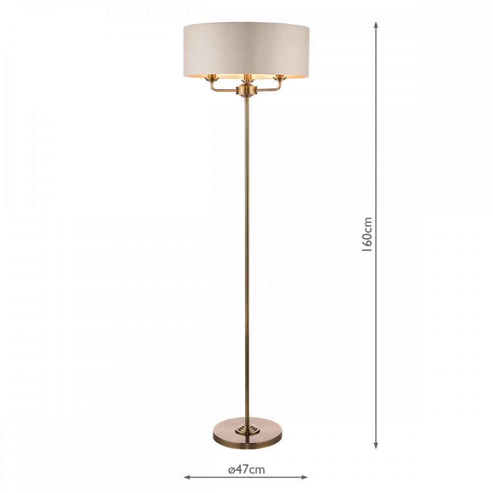 Sorrento 3 Light Floor Lamp In Antique Brass With Ivory Shade LA3622148-Q