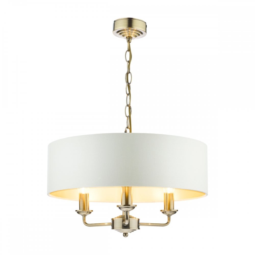 Sorrento Antique Brass 3 Light Armed Fitting Ceiling Light with Ivory Shade LA3621363-Q