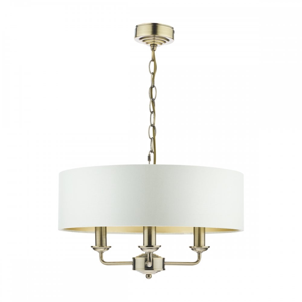 Sorrento Antique Brass 3 Light Armed Fitting Ceiling Light with Ivory Shade LA3621363-Q