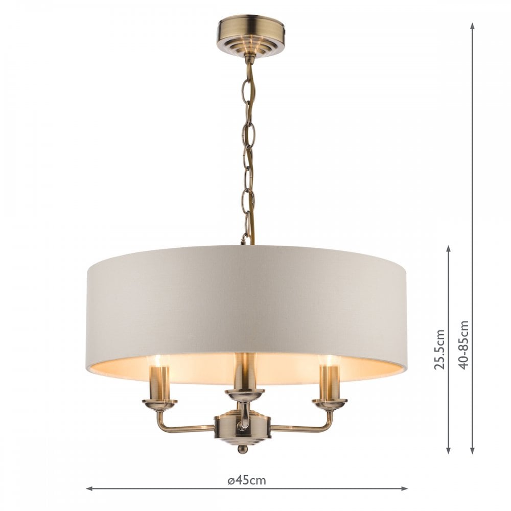 Sorrento Antique Brass 3 Light Armed Fitting Ceiling Light with Ivory Shade LA3621363-Q