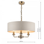 Sorrento Antique Brass 3 Light Armed Fitting Ceiling Light with Ivory Shade LA3621363-Q
