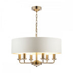Sorrento 6 Light Ceiling Pendant Light In Antique Brass With Ivory Shade LA3621353-Q