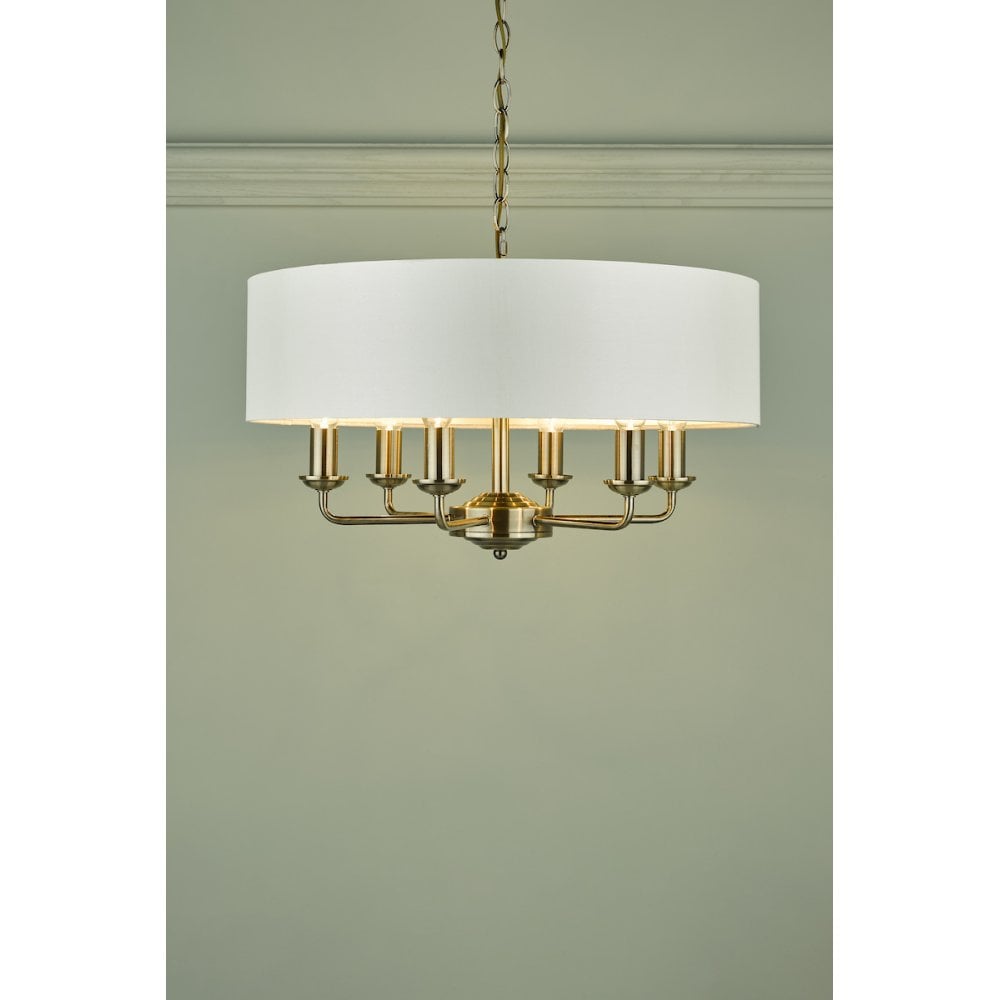 Sorrento 6 Light Ceiling Pendant Light In Antique Brass With Ivory Shade LA3621353-Q