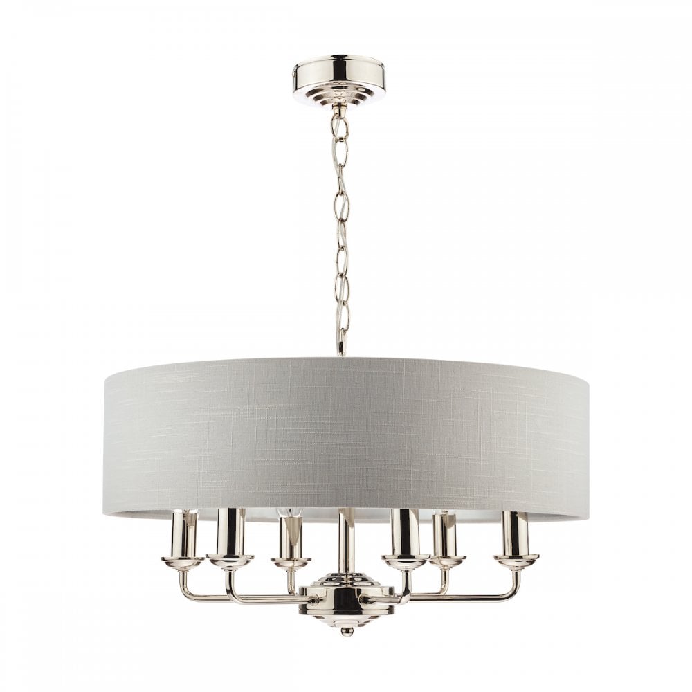 Sorrento 6 Light Ceiling Pendant Light In Polished Nickel With Silver Shade LA3718274-Q