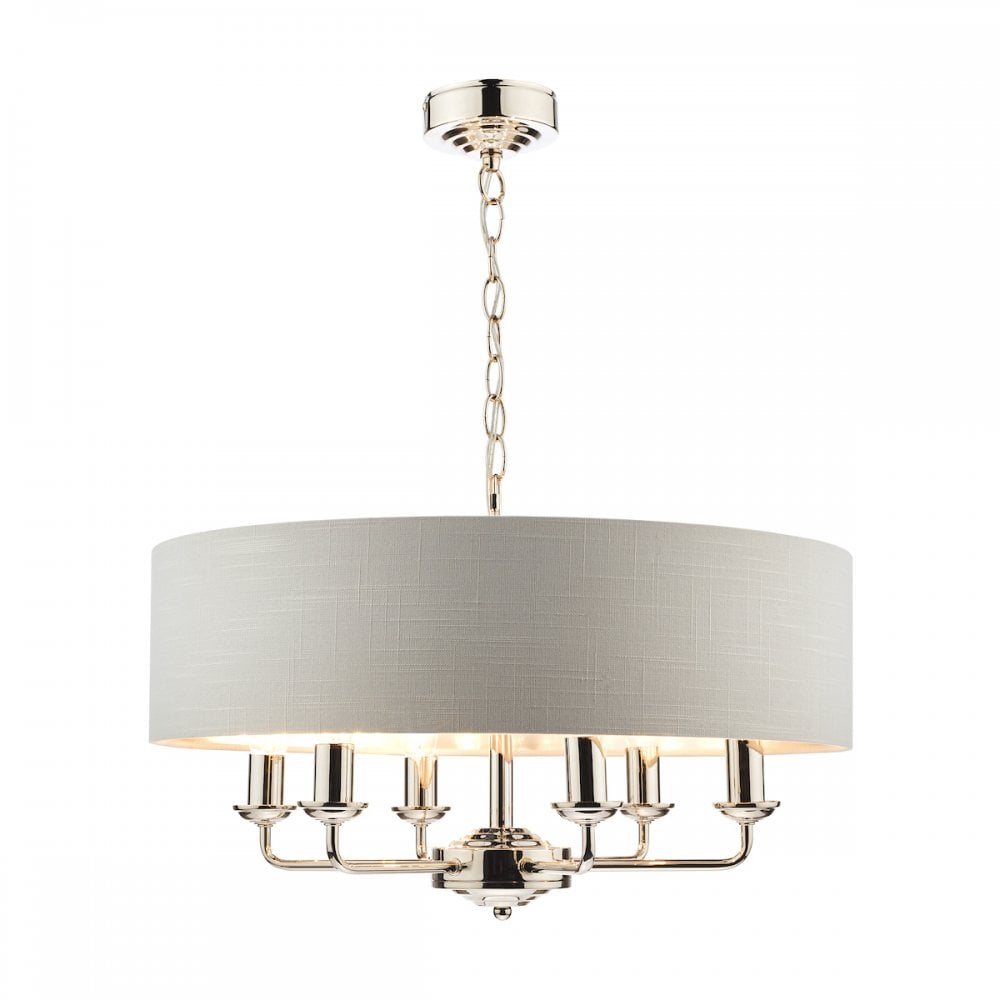 Sorrento 6 Light Ceiling Pendant Light In Polished Nickel With Silver Shade LA3718274-Q