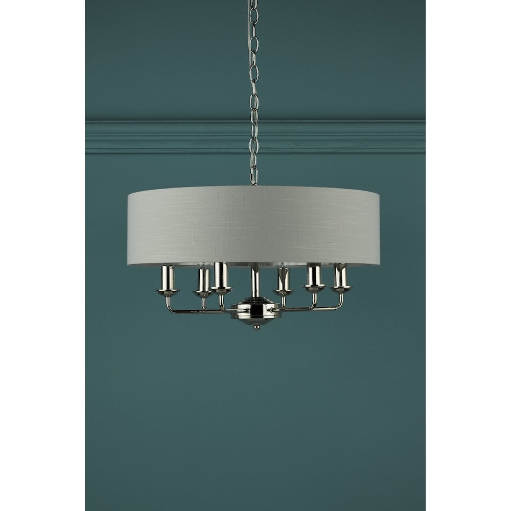 Sorrento 6 Light Ceiling Pendant Light In Polished Nickel With Silver Shade LA3718274-Q