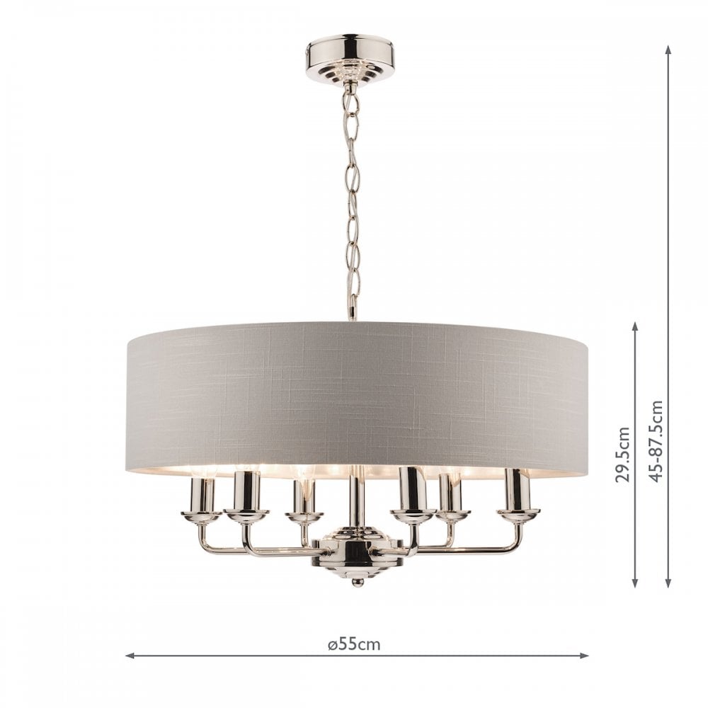 Sorrento 6 Light Ceiling Pendant Light In Polished Nickel With Silver Shade LA3718274-Q
