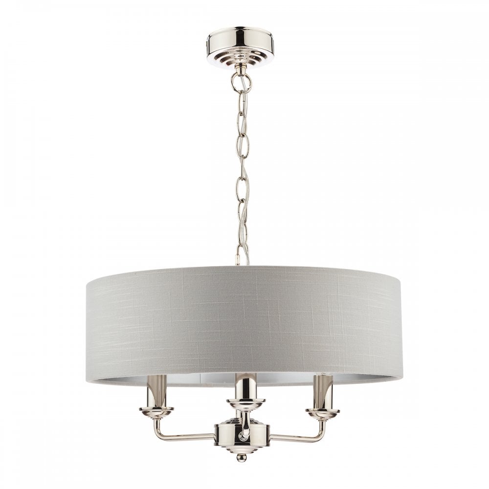 Sorrento 3 Light Ceiling Pendant Light In Polished Nickel With Silver Shade LA3718272-Q