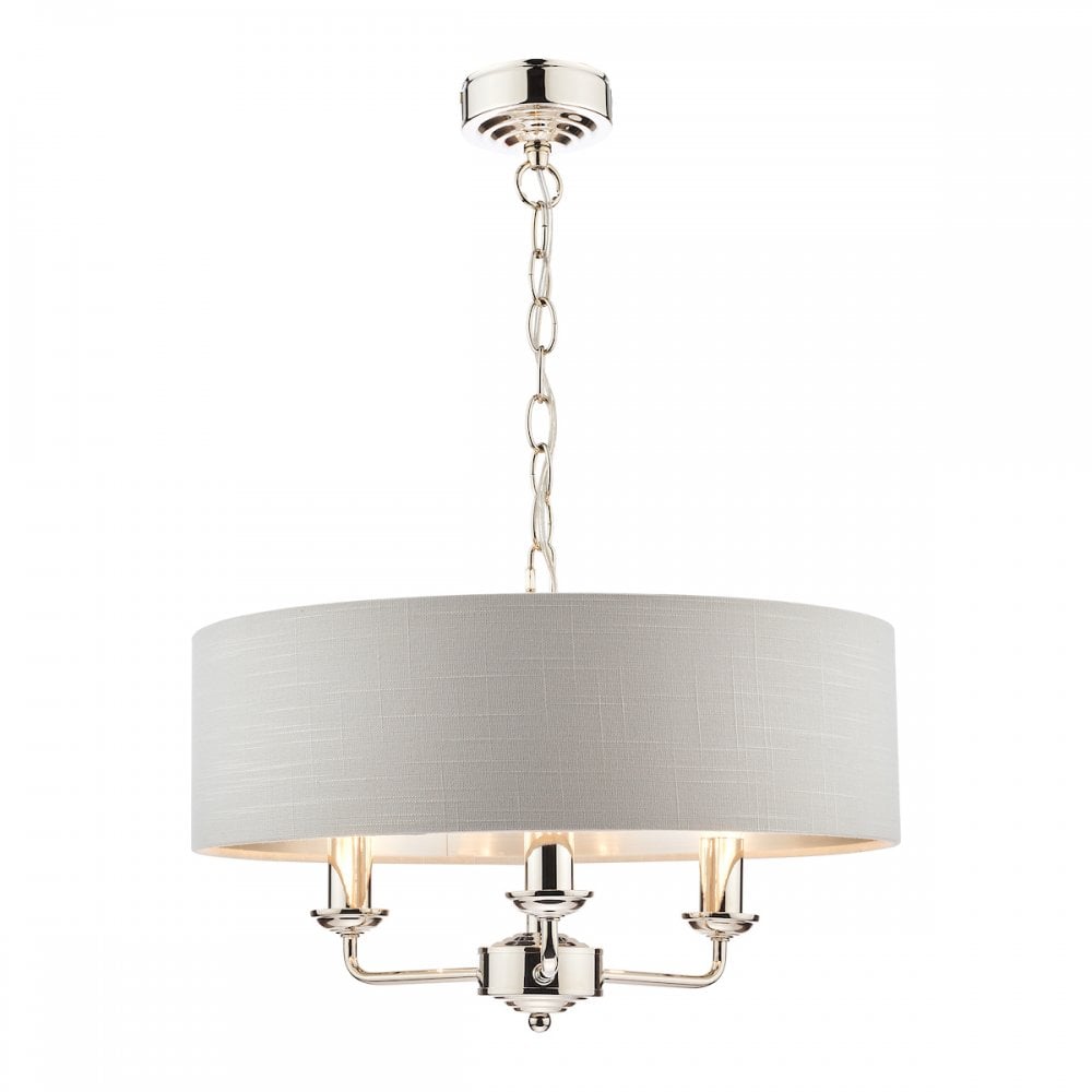 Sorrento 3 Light Ceiling Pendant Light In Polished Nickel With Silver Shade LA3718272-Q